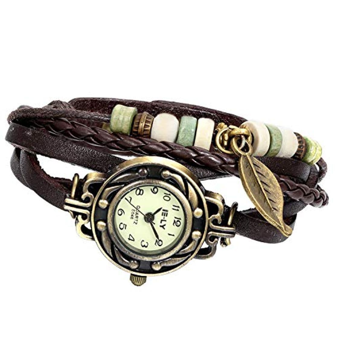 Lugar Reloj de Pulsera Chica Mujer Reloj Retro Vintage Correa de Cuero Trenzada