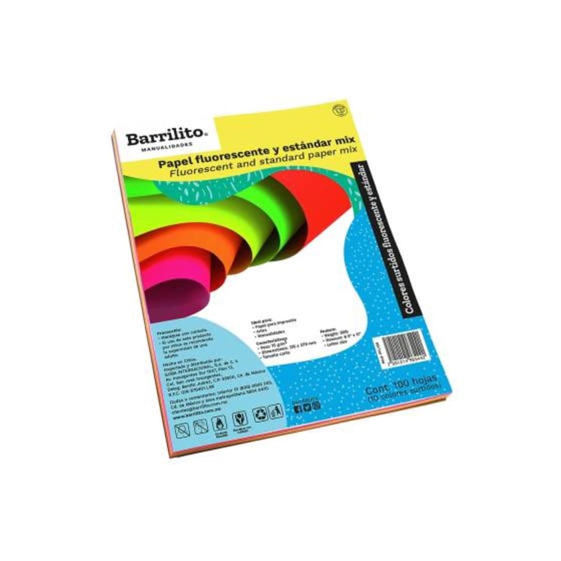 Producto Hojas de papel de color fluorescente Barrilito