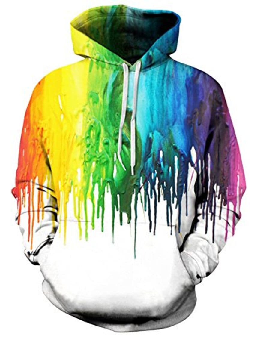 Fashion Loveternal 3D Hoodies Impreso Coloridos Gráficos Divertidos Sudaderas con Capucha con Grandes Bolsillos M