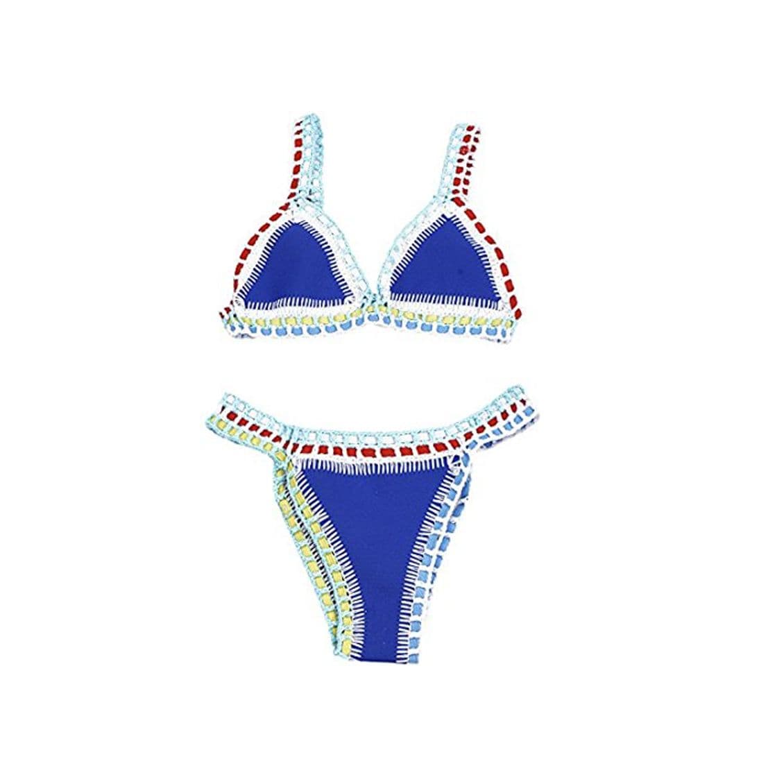 Fashion Casa Mujer Fuera el Cuello en v de Ganchillo Conjunto de Bikini de Punto Triángulo de Neopreno el Bikini Boho Dos Piezas de Traje de Croché Baño Beachwear