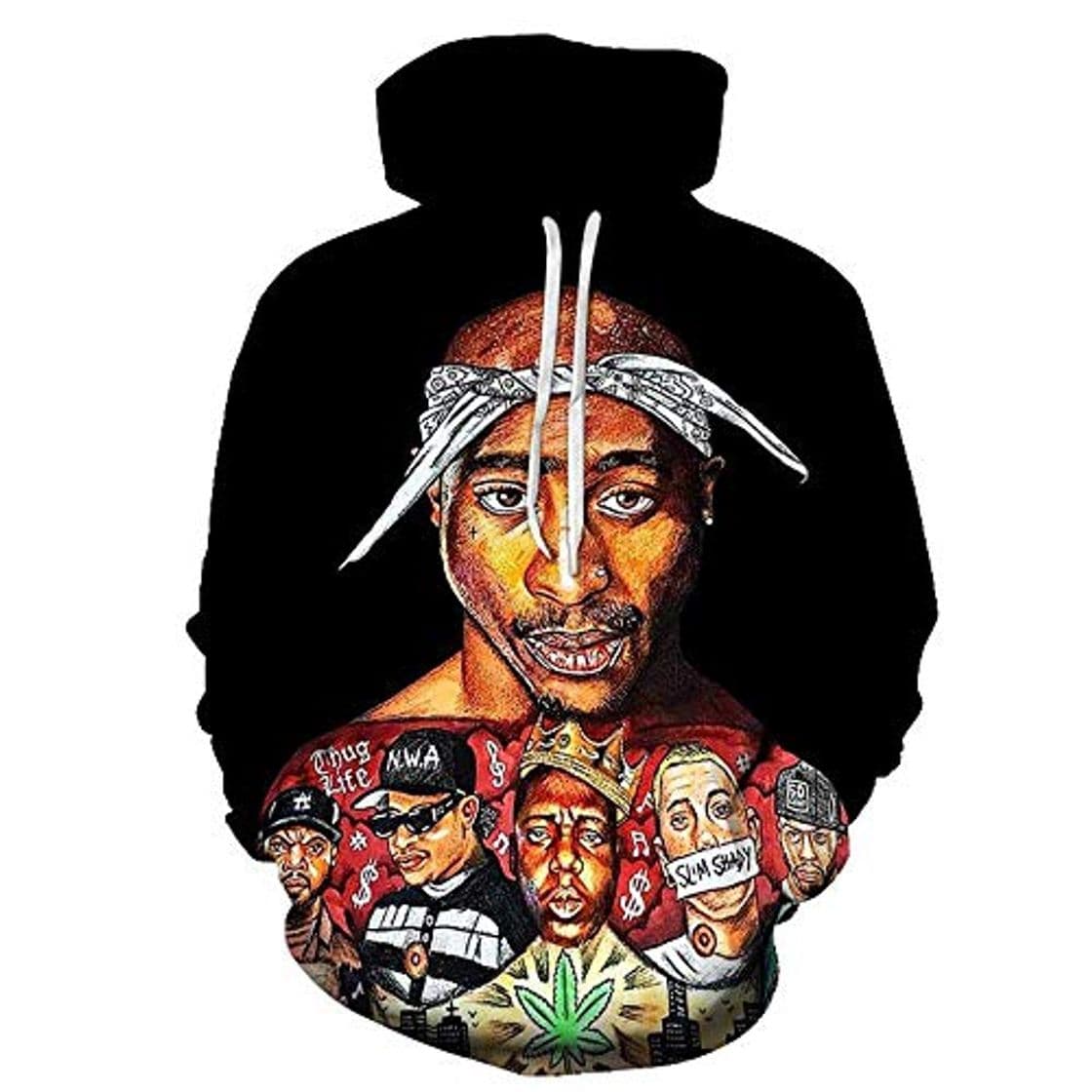 Moda 2Pac Hoodie Men's Pullover Tupac Shakur 3D Print Sweatshirt Comic Hooded Sweat