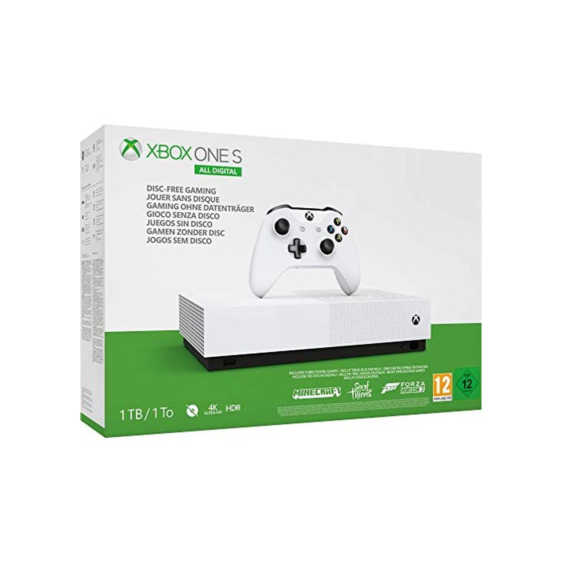 Electrónica Xbox One S All Digital - Consola de 1 TB, color blanco