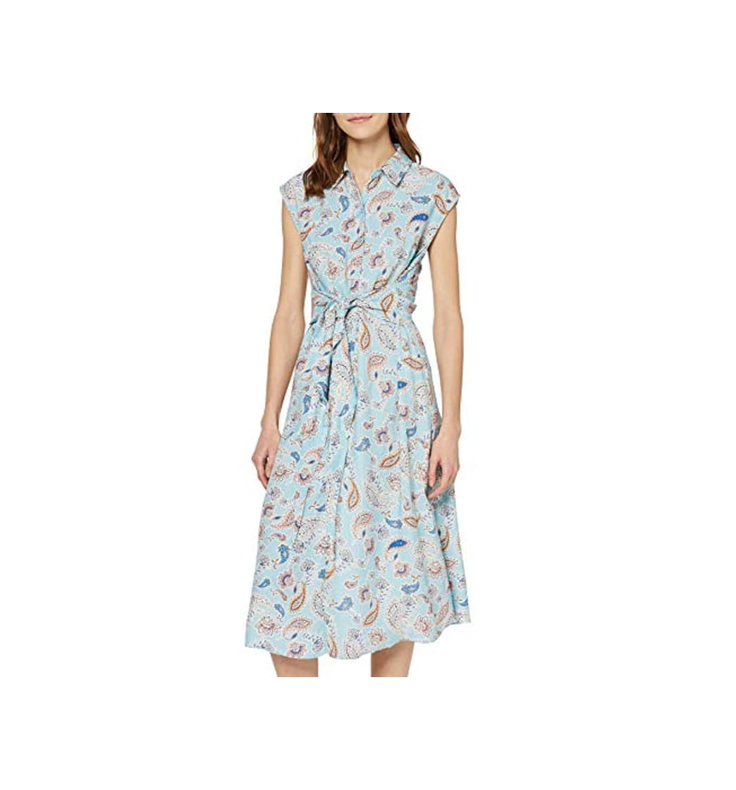 Moda Marca Amazon - find. Vestido Midi Camisero de Flores Mujer, Multicolor