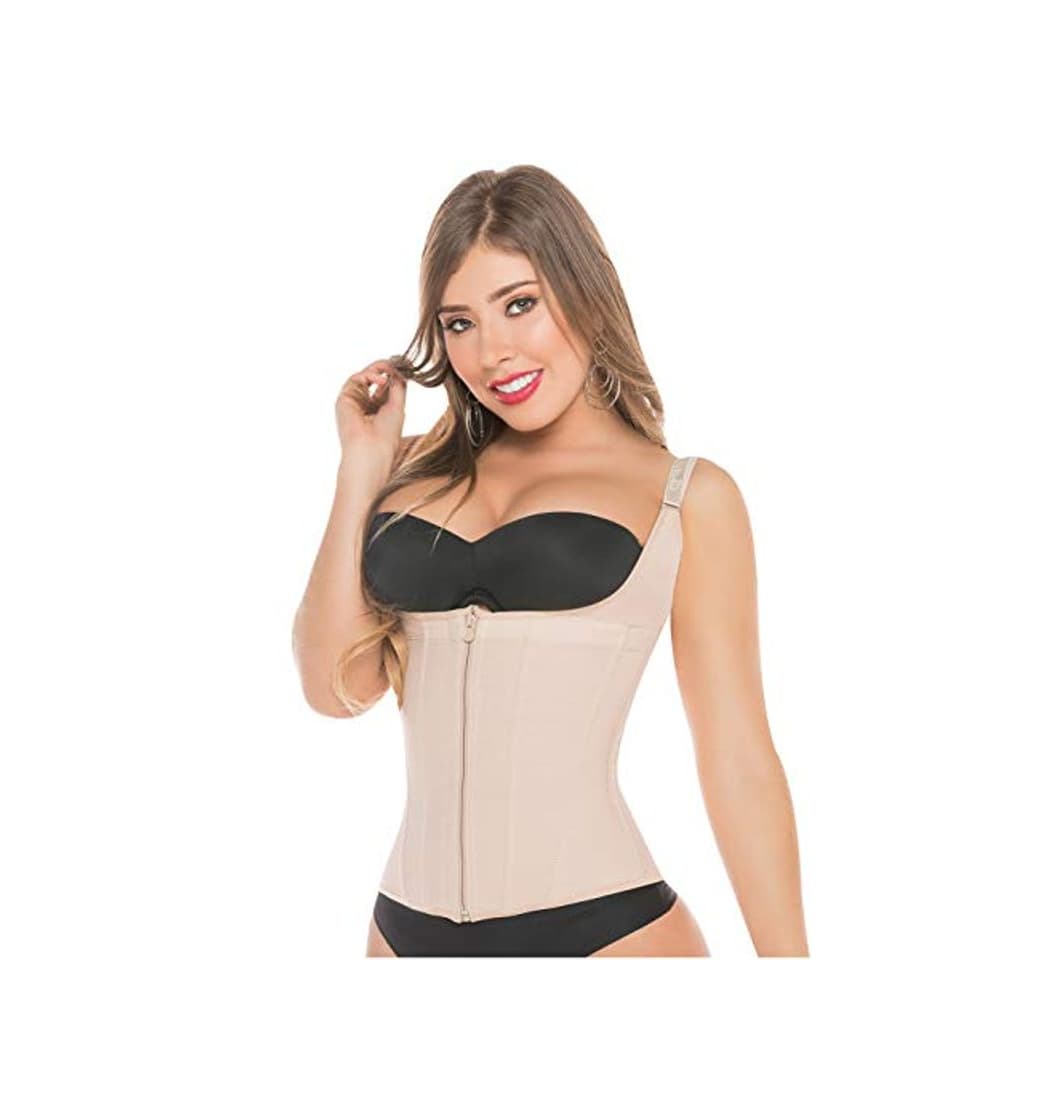 Producto Salome 0313 Fajas Cinturilla Reductoras Adelgazantes Abdominal Postparto Colombianas Mujer Uso Diario Busto Abierto Control Espalda Alta Beige 3XL