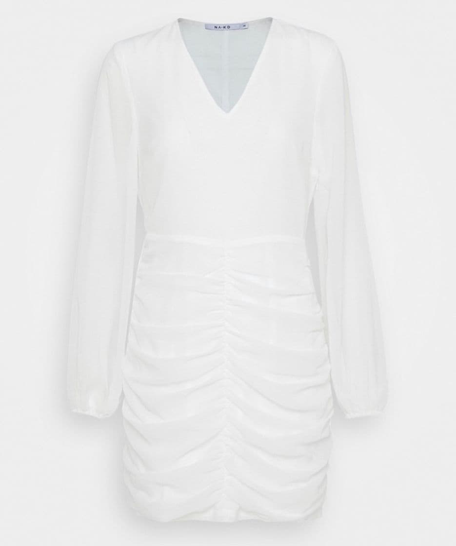 Moda NA-KD GATHERED BALLOON SLEEVE DRESS - white - Zalando