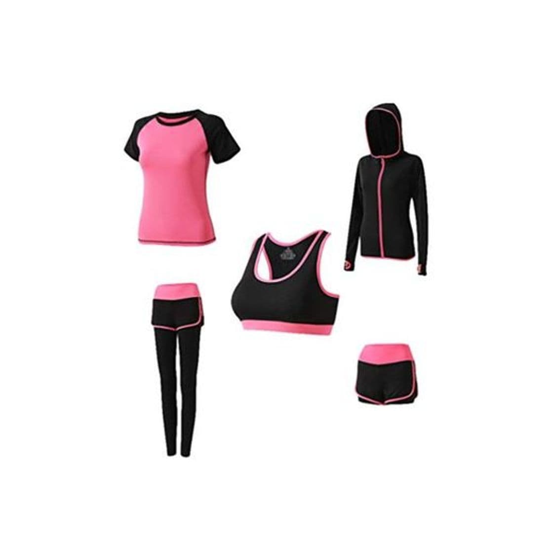 Moda Kaiyei Conjunto Deportivo Mujer Fitness 5 Piezas Outfit Yoga Secado Rápido Elástico