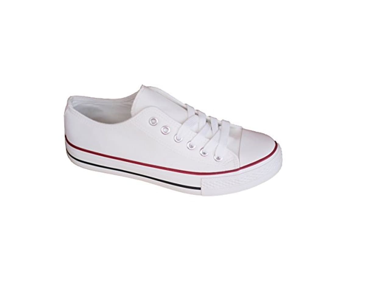 Fashion Zapatillas Blancas Canvas Lona de Mujer Estilo Casual y Deportivo