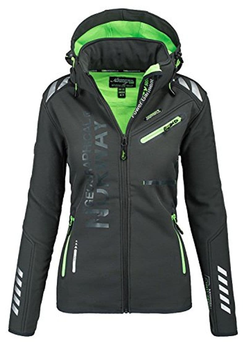 Moda Geographical Norway - Chaqueta cortavientos impermeable multifunción para mujer