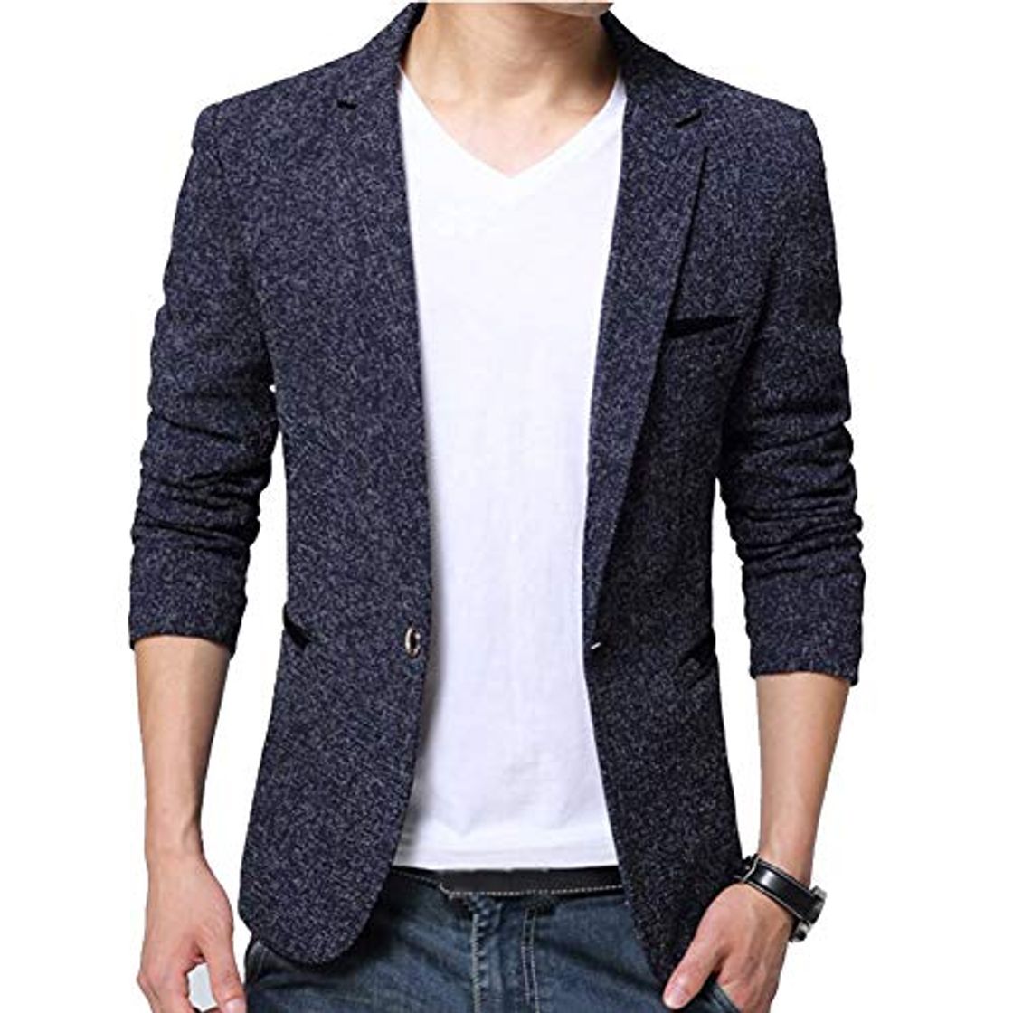 Fashion Guiran Hombres Chaquetas De Traje Y Americanas Informal Business Casual Blazer Slim Fit Azul 2XL