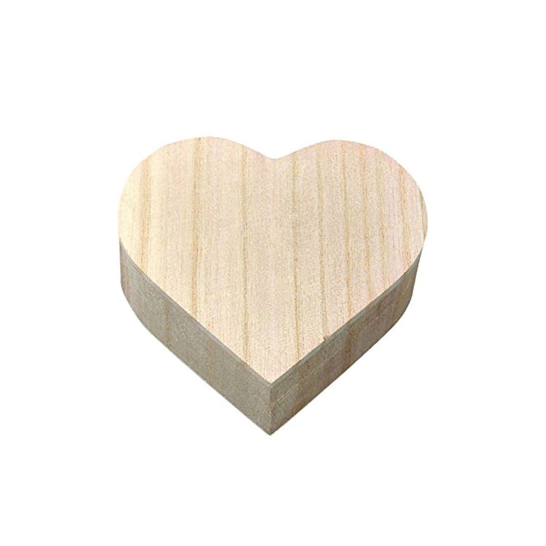 Fashion kentop Corazón Caja de madera con tapa para guardar joyas Madera Joyero caja de regalo para pintar DIY Manualidades artesanía