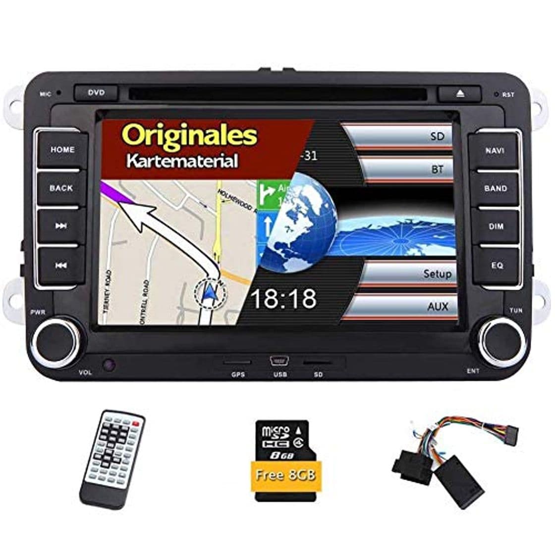 Product 2 DIN Bluetooth Autoradio 7 Pulgadas de Pantalla Completa del GPS Sat Navi del Coche DVD Reproductor doble din auto estéreo de adeo de la Ayuda FM Am para VW Passat Volkswagen Golf Touran Skoda en el