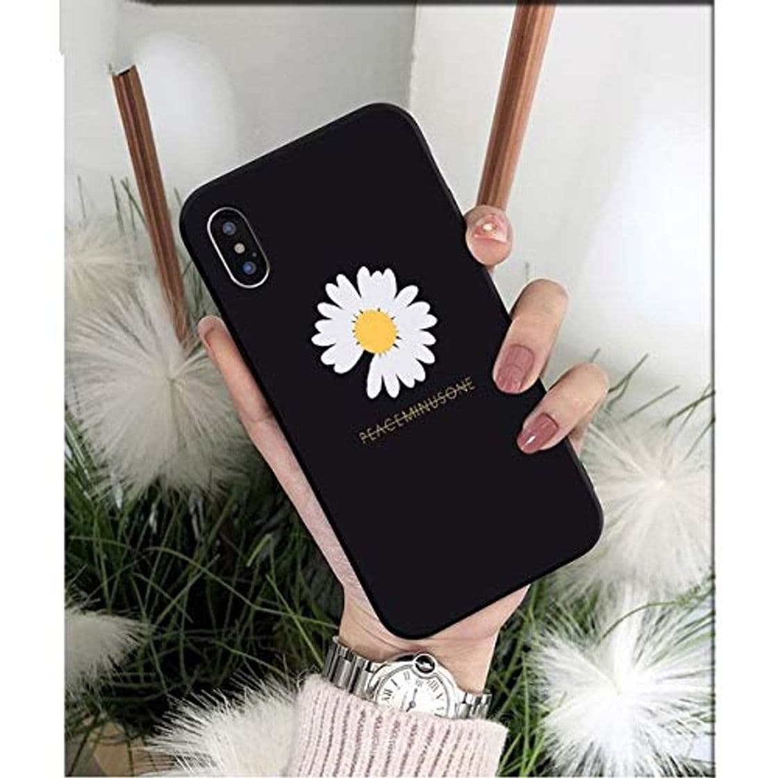 Product Soode Funda con Tapa Blanda Negra Elegante para el iPhone 8 7