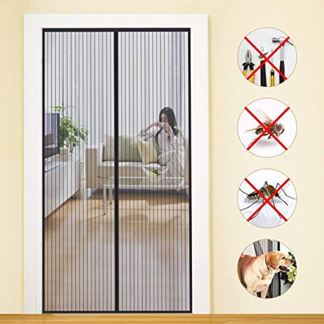 Producto MYCARBON Mosquitera Puerta Magnetica Corredera Cortina Mosquitera Magnética para Puertas Cortina de