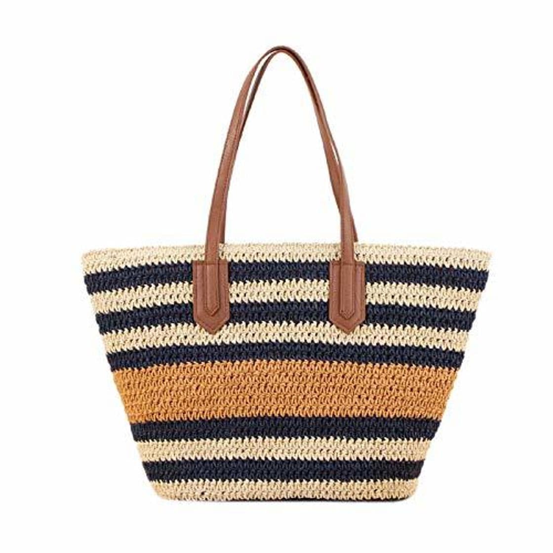 Product Bolso de paja de verano a rayas para mujer Bolso de playa