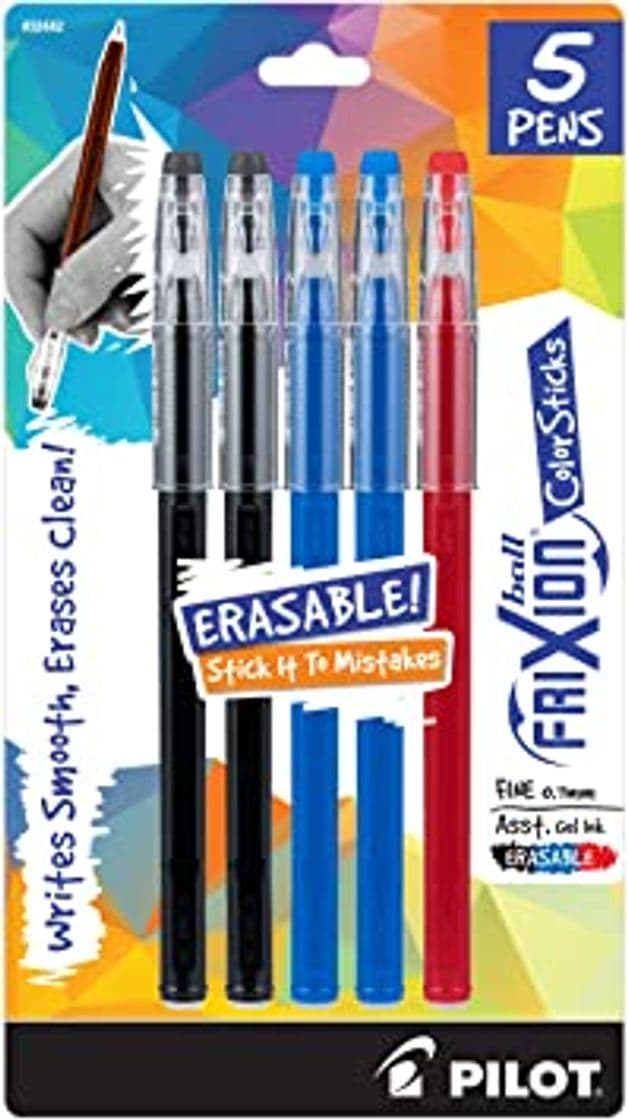 Fashion PILOT FriXion-Palillos de colores borrables, Negro/Azul/Rojo