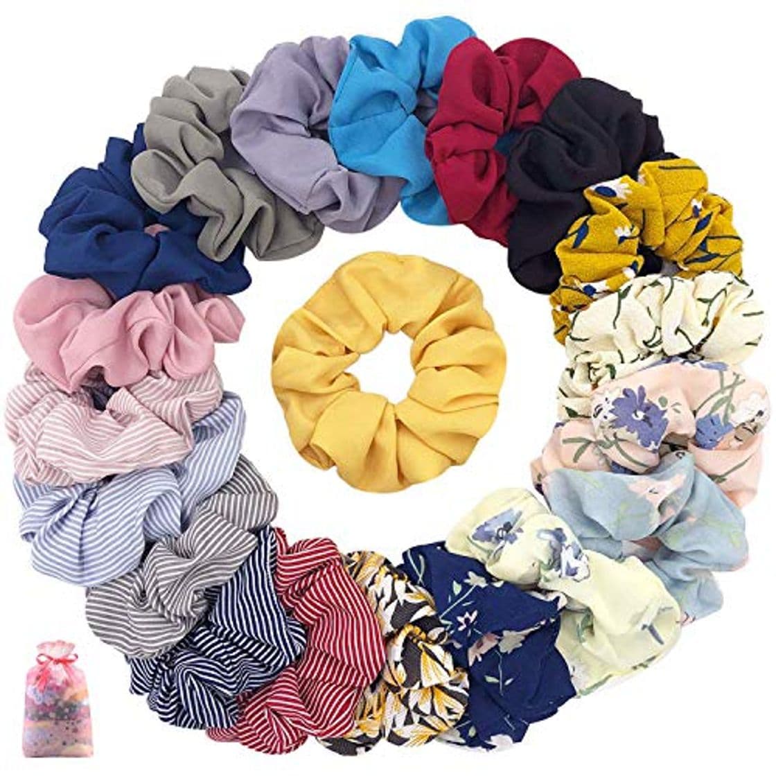 Producto Coleteros de Gasa para Cabello,Coleteros de Tela Color Pastel,Pelo Bandas Scrunchy,Scrunchies Gasa