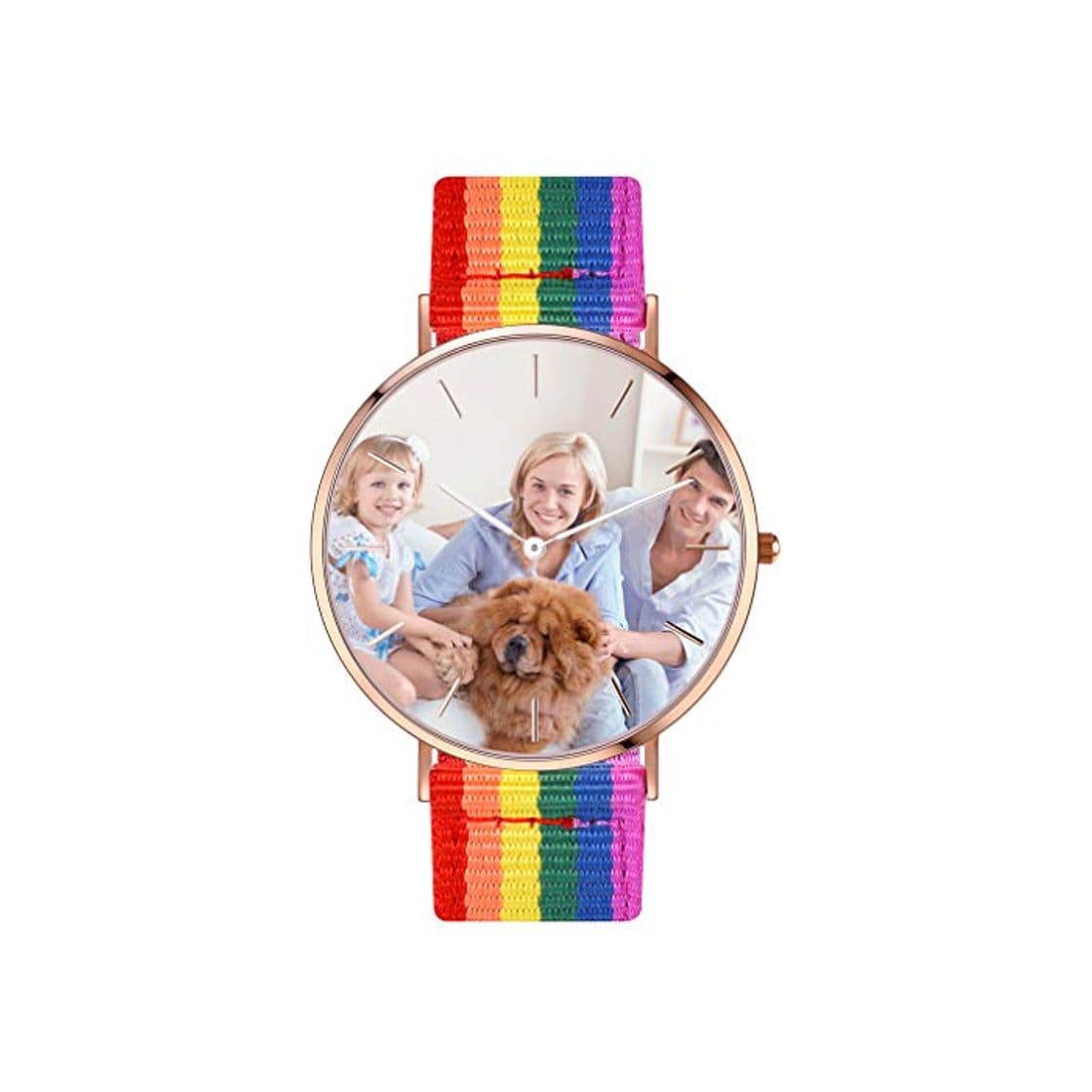 Producto Reloj Moderno para Mujeres Resistente a Agua y Golpes y Arañazos PU Artesanal Rejos Pulsera Personalizado Forma Redondo Joyería de Buen Regalo Banda Multicolor Color Nylon