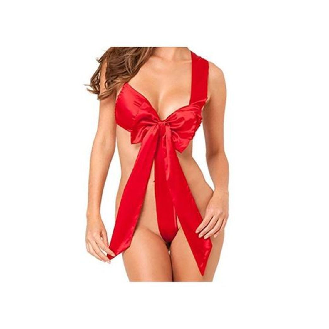 Producto YeeHoo Mujer Lingerie Red con corbata de satén arco Temptation Uniform