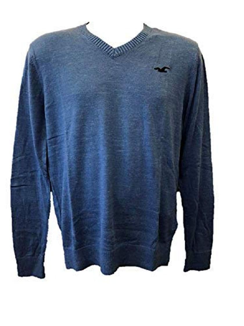 Moda Hollister New Abercrombie Heather Blue - Jersey para hombre, cuello en V,