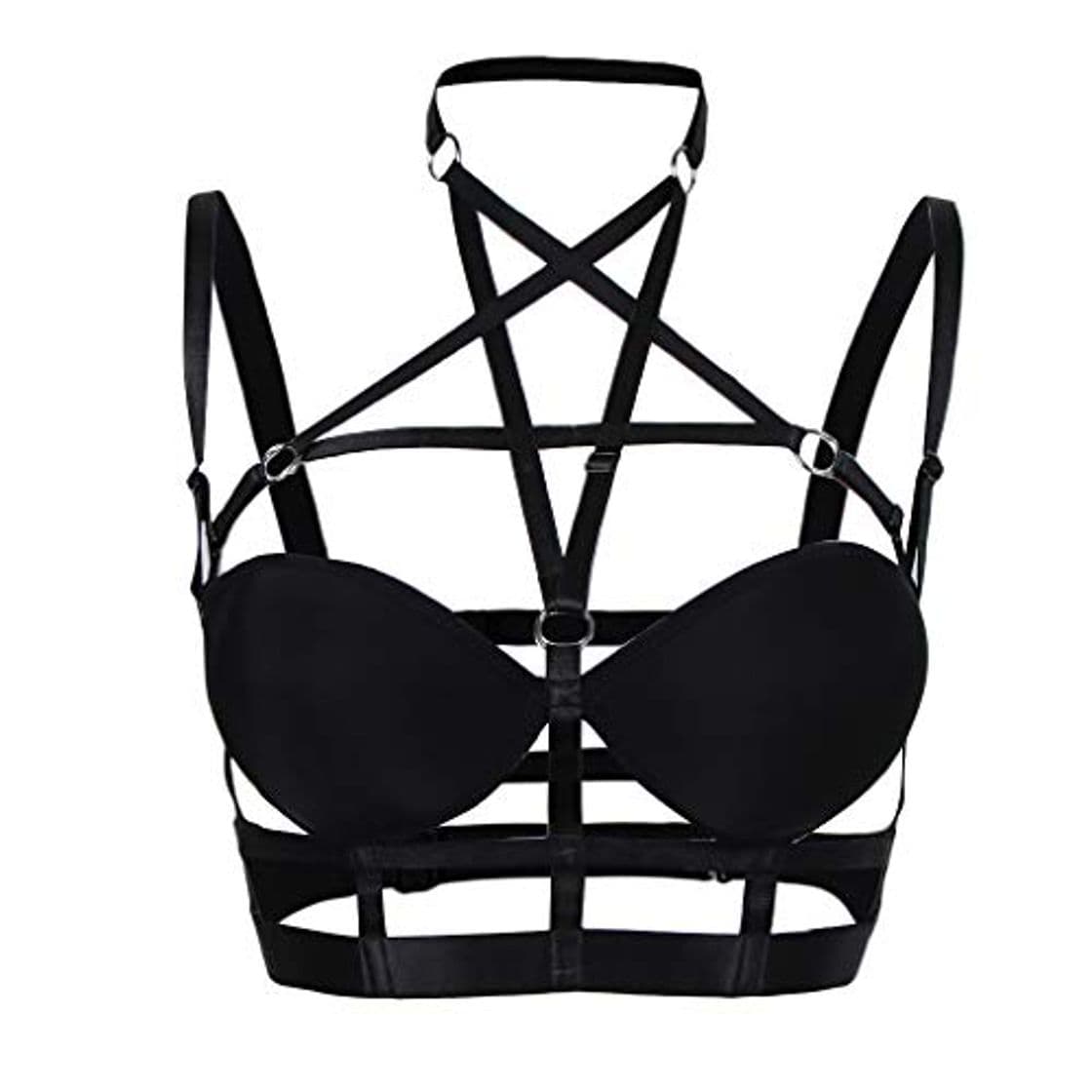 Moda Bonarty Hollow Strappy Cage Bra Body Harness Crop Top Goth Steampunk Disfraz