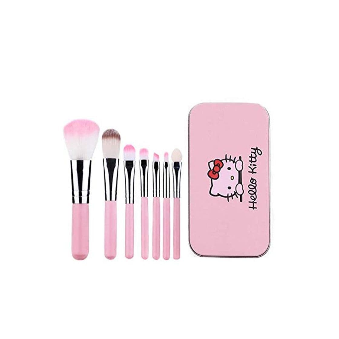 Product HZT Pincel De Maquillaje Hellokitty Set De Pinceles De Maquillaje Cute Dibujos Animados Coreano Caja De Hierro Set De Pinceles De Belleza De 7 Piezas