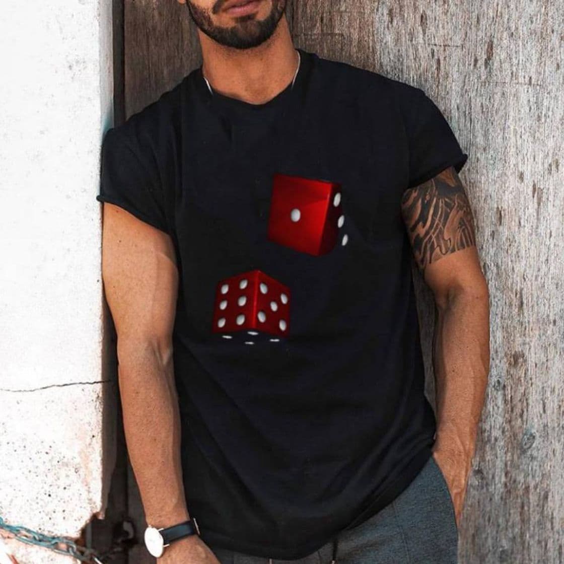 Fashion Camiseta casual con estampado de dados

