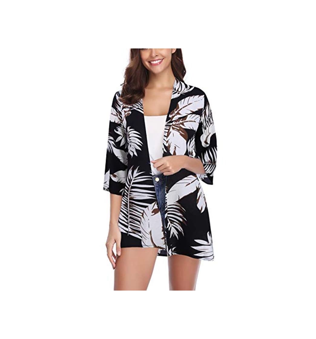 Fashion Aibrou Mujer Chal Flojo Cárdigan Kimono Florales, Manga 3/4 Tops Blusa Floral