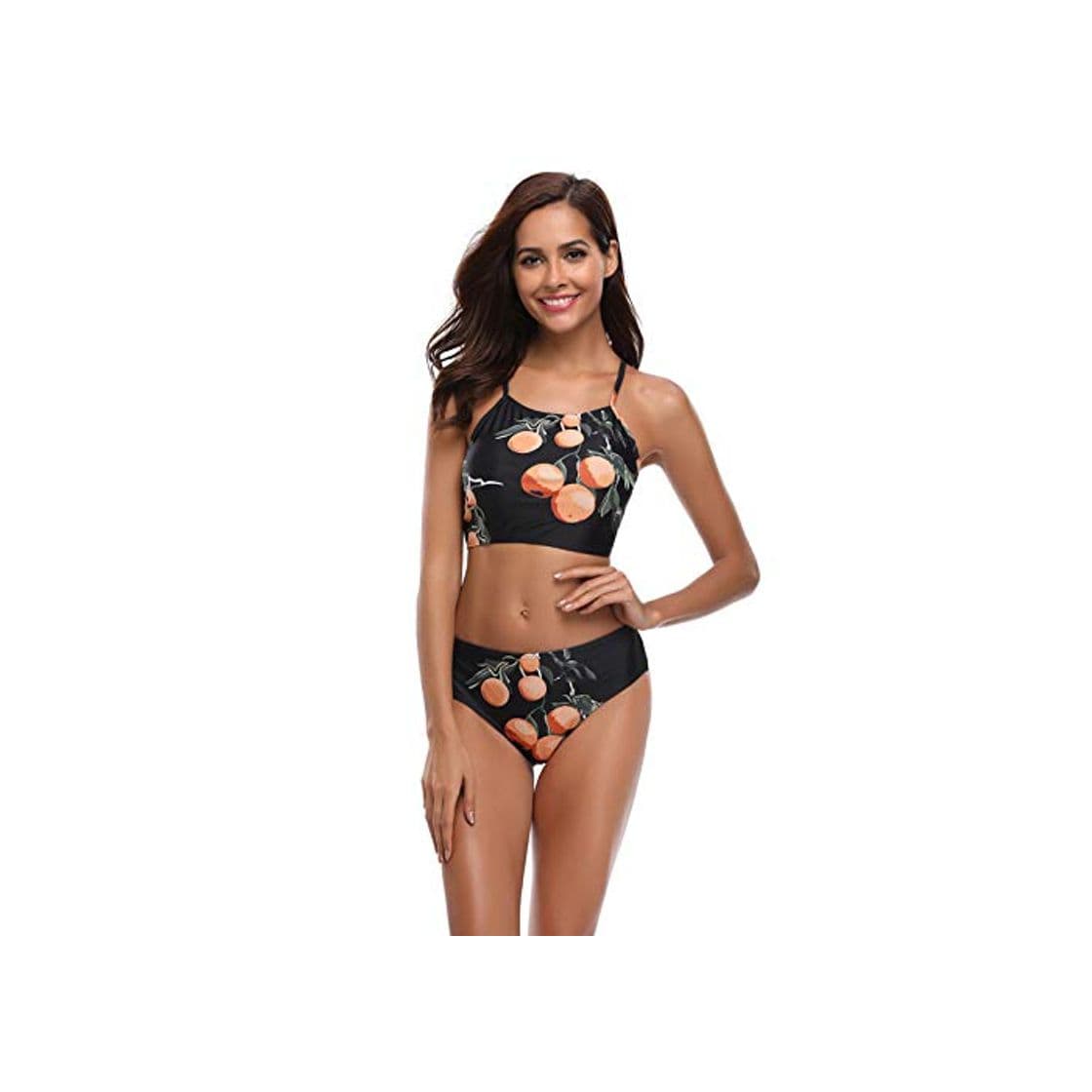 Fashion XIEPEI Nuevo Traje de baño Bikini Estampado Negro de Cintura Alta sin Traje de baño de Anillo de Acero