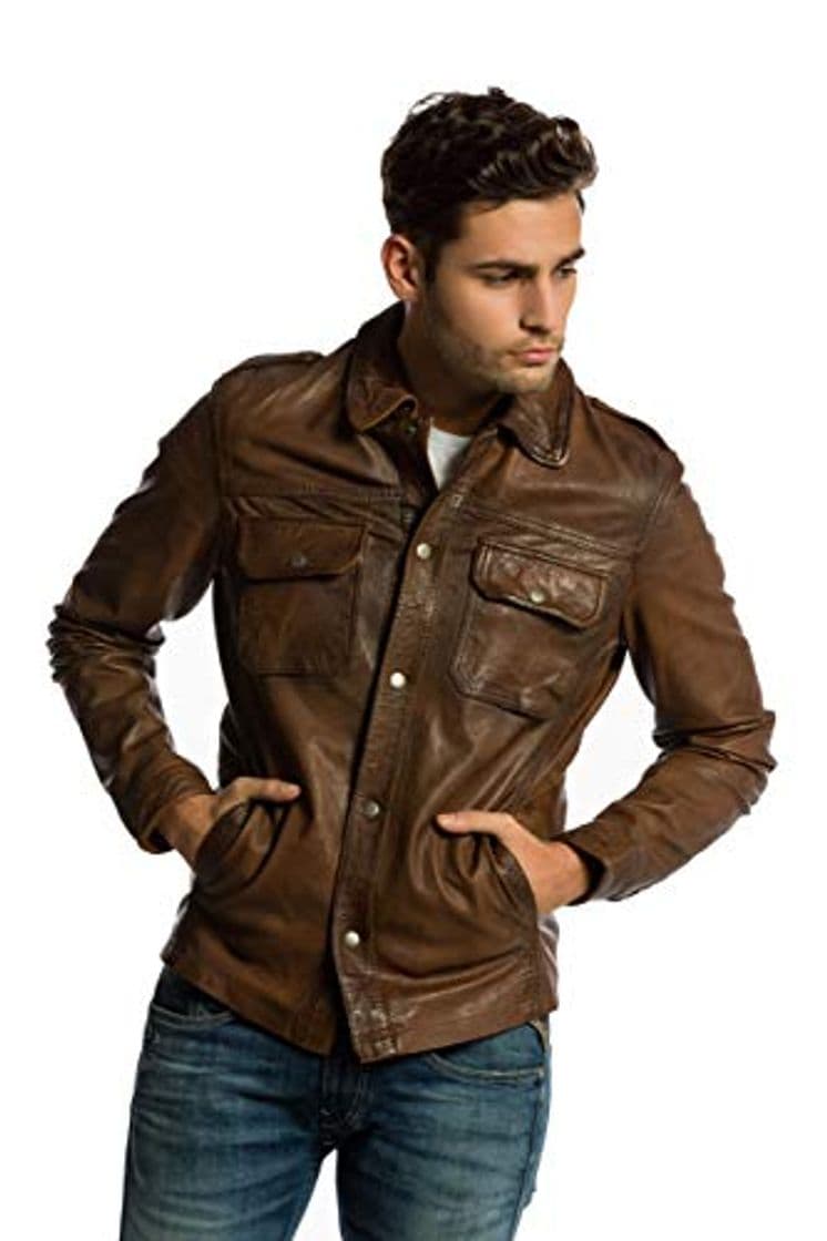 Fashion Urban Leather -Chaqueta Hombre Marrón