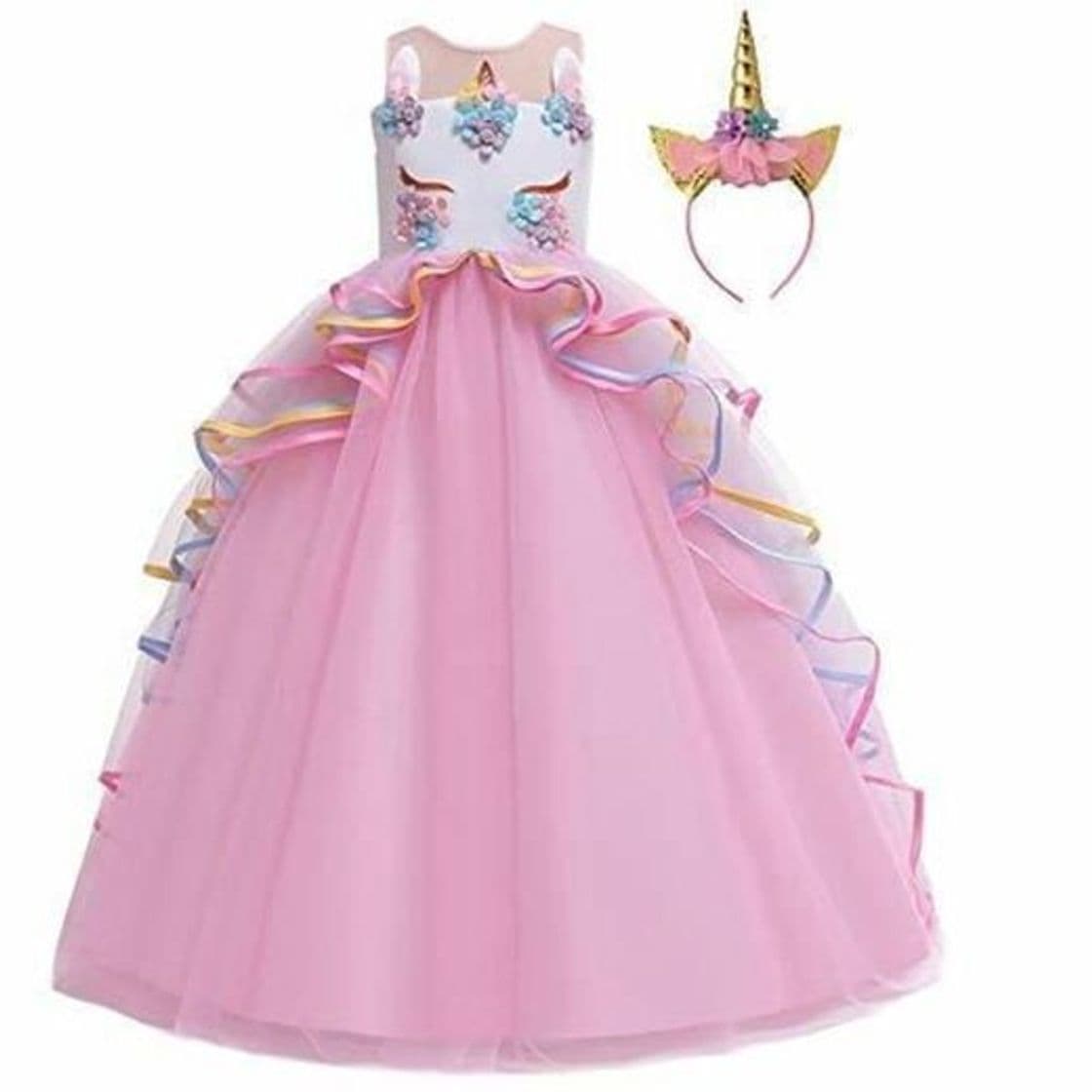 Producto FMYFWY Niña Vestido de Unicornio Princesa Cumpleaños Sin Mangas Disfraz de Carnaval