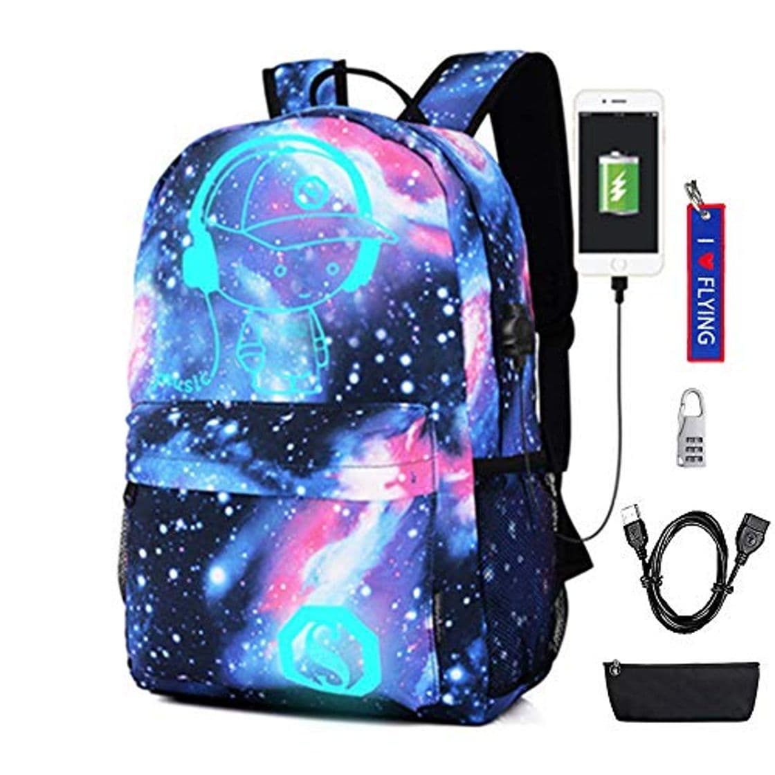 Product Mochila Luminosa Mochilas con Puerto de Carga USB Mochila para Estudiantes Cool