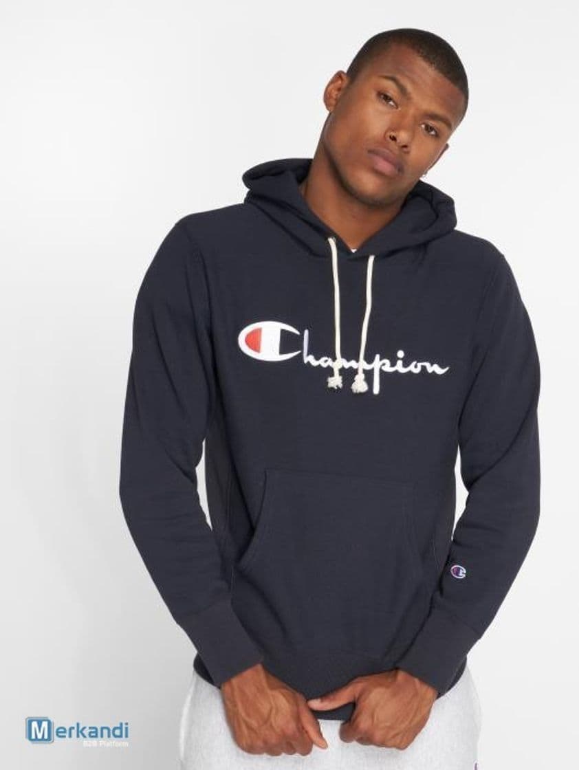 Moda Champion Classic Logo para Hombre Sudadera, Azul