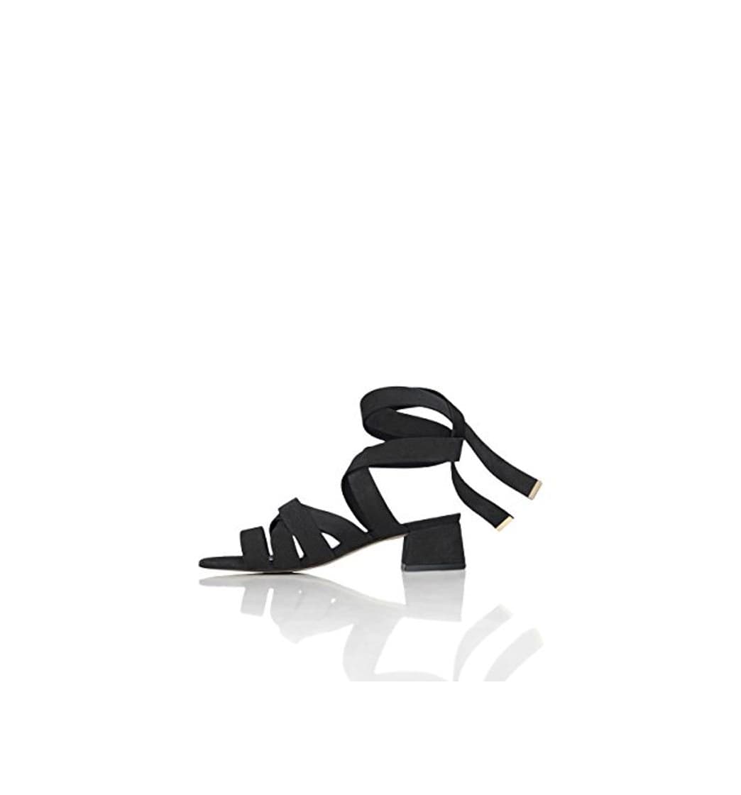 Moda find. Sandalias de Tiras Atadas al Tobillo para Mujer, Negro