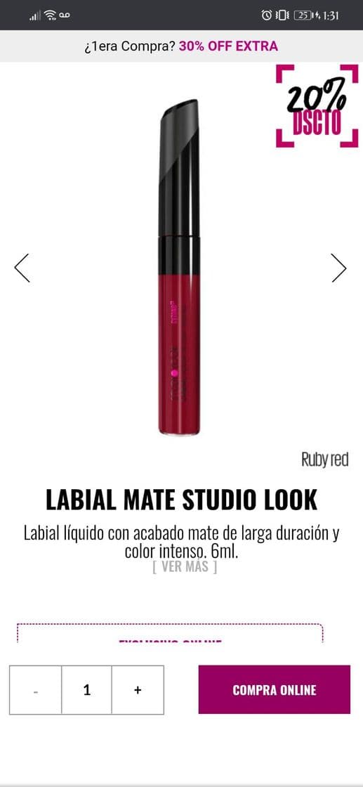 Product Labial líquido acabado mate de larga duración