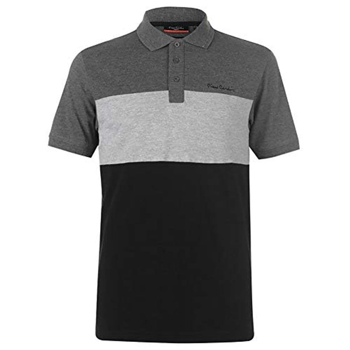 Fashion Pierre Cardin Hombre 100% Algodón Polo de Rayas Pique con Bordado de