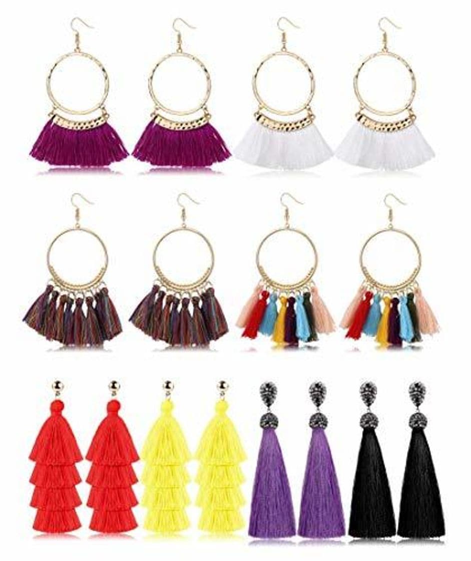 Producto YADOCA 8 Pares De Aretes De Borla Para Las Mujeres Largas Capas