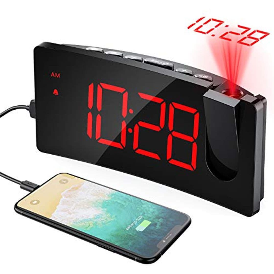 Producto Mpow Reloj Despertador Digital Despertador Proyector con Puerto USB 4 Brillo de