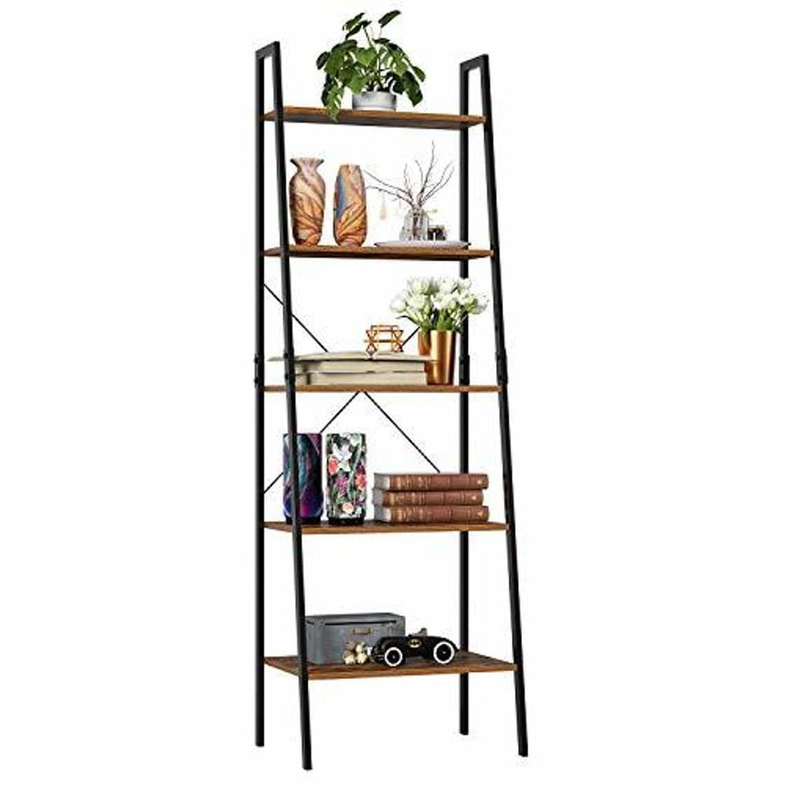 Product Homfa Estantería Escalera Librería de Pared Estantería Metálica para Salón Terraza Dormitorio