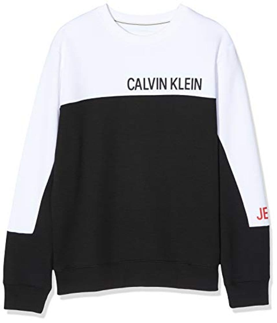 Moda Calvin Klein Color Block Panel Crew Neck Sudadera, Negro