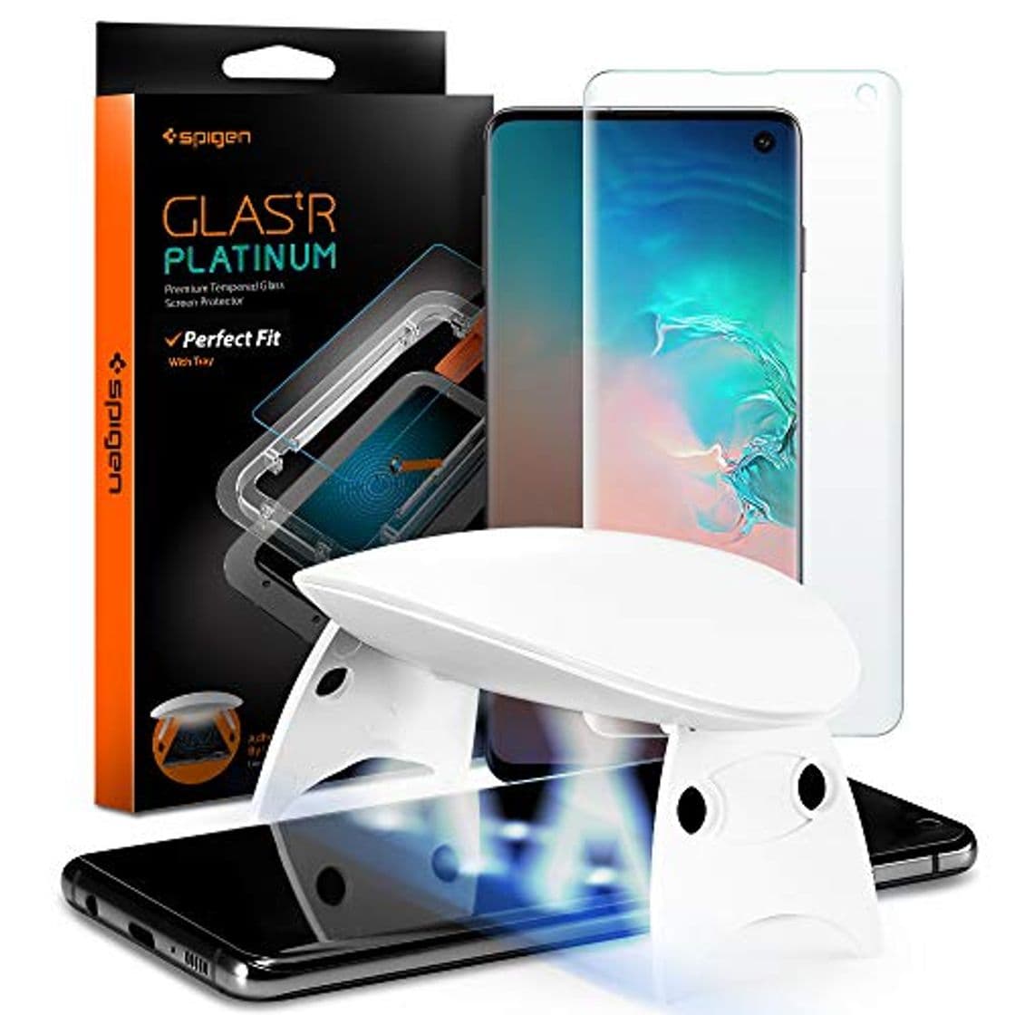 Product Spigen, Glas.TR Platinum, UV Protector de Pantalla para Samsung Galaxy S10, Compatible