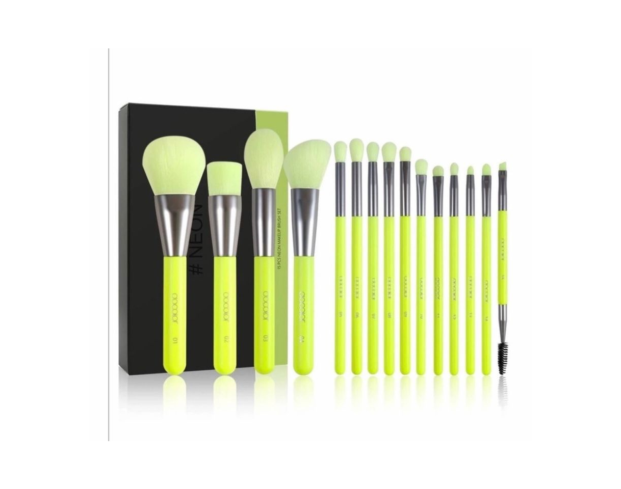 Producto Docolor Makeup Brushes Set Neon Green 15Pcs Premium Premium Synthetic Kabuki Foundation