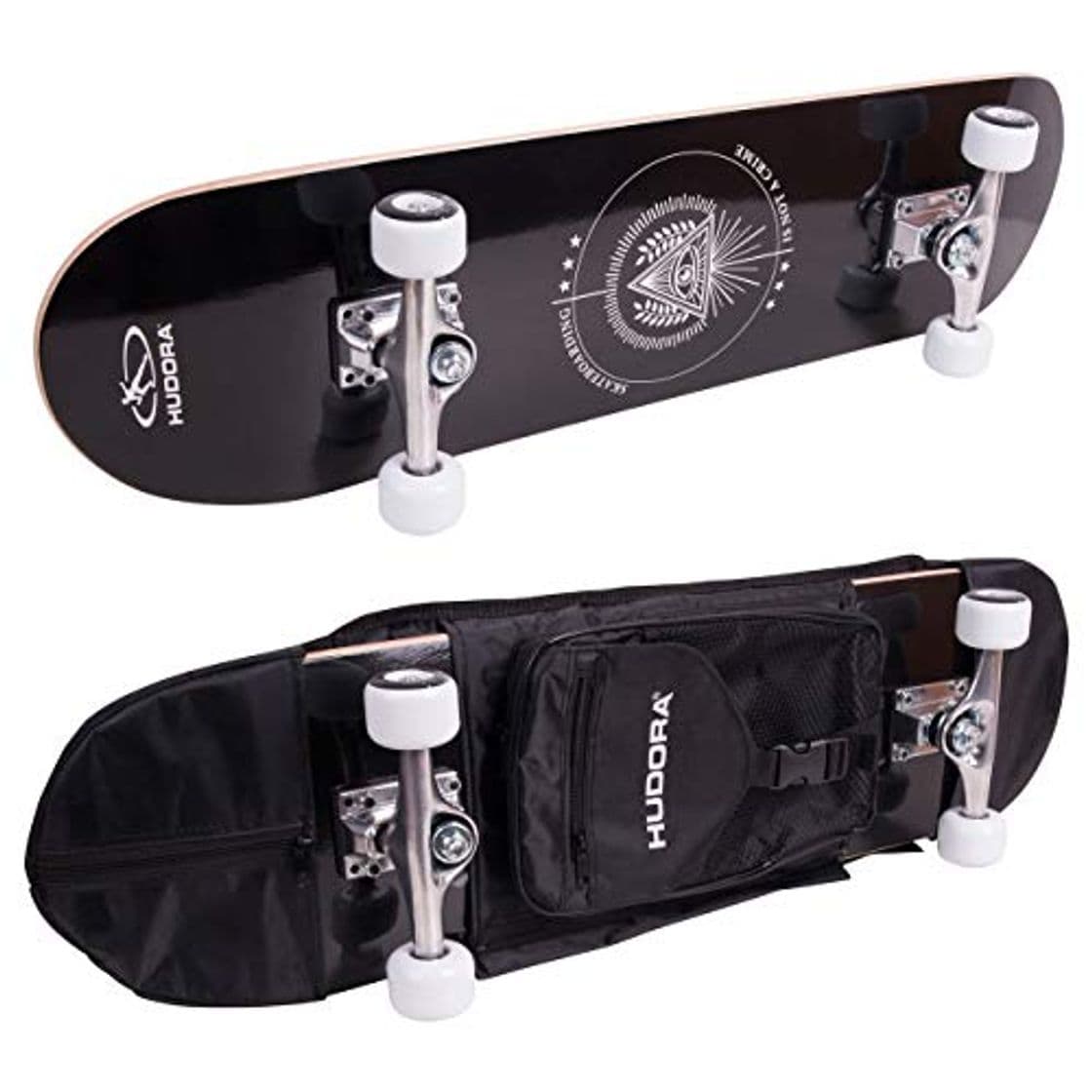 Product Hudora - Monopatín de Skateboard Columbia Heights ABEC 3 con Mochila