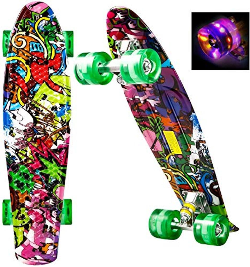 Product WeSkate Mini Cruiser Skateboard tabla completa retro 22 "55 cm tabla de