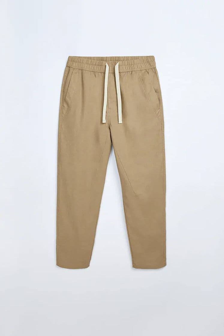 Fashion Pantalón cintura Jogger lino