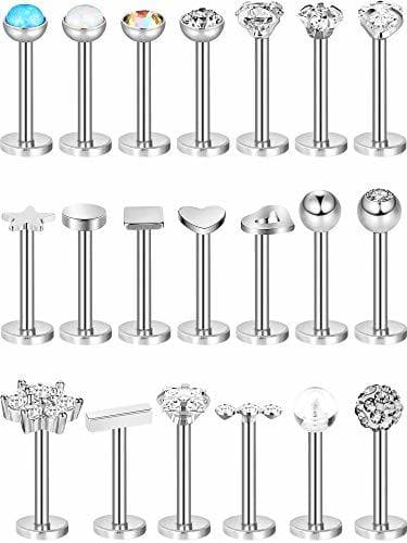 Moda 20 Piezas Perno de de Acero Inoxidable 16G Joyería de Piercing de