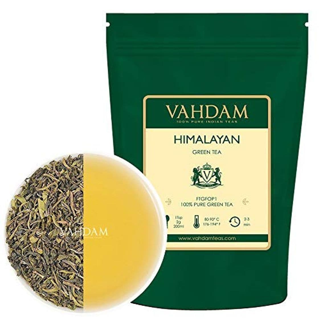 Producto VAHDAM, Hojas de Té Verde del Himalaya (50 Tazas)