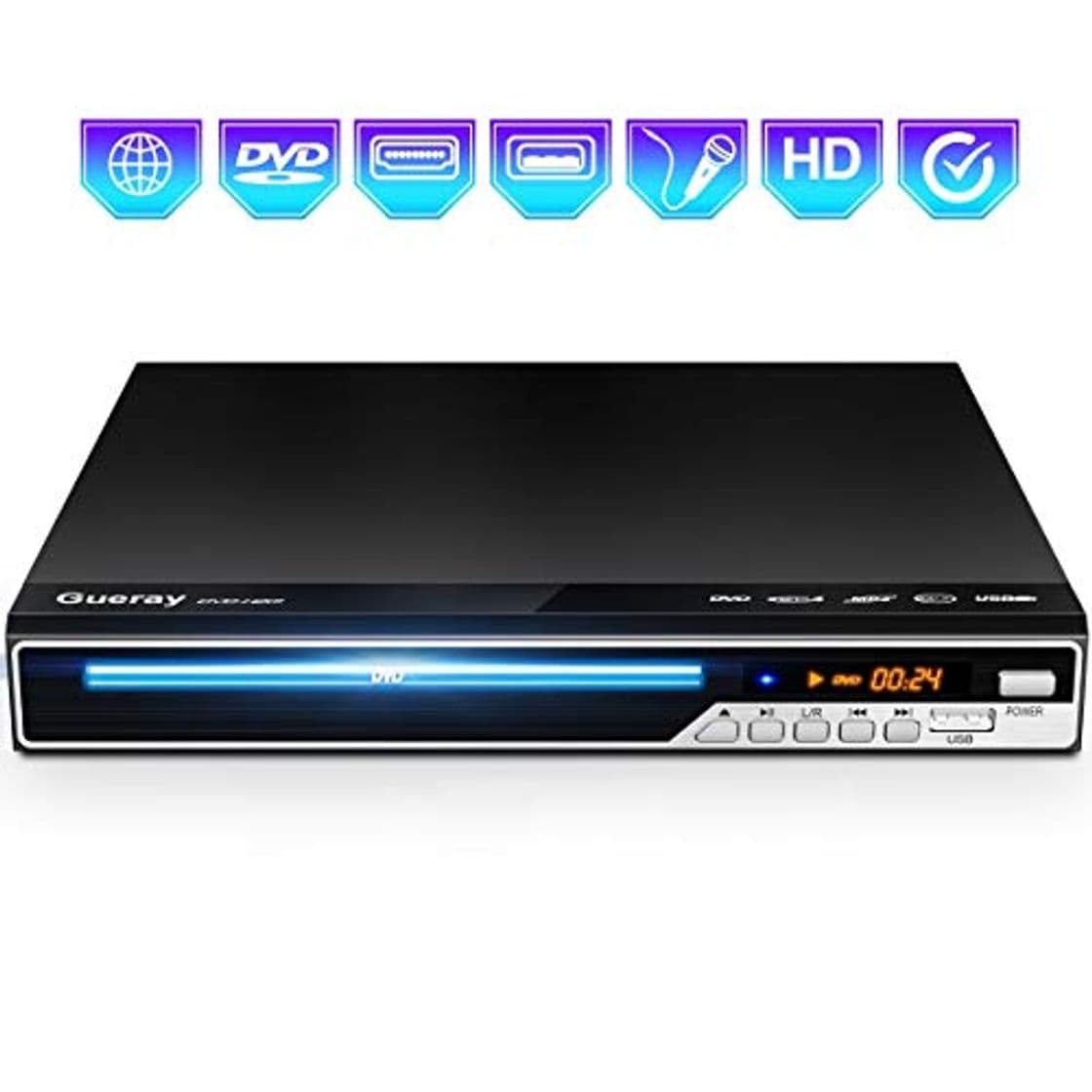 Product Gueray Reproductor DVD HDMI para Televisión Portátil Reproductor de DVD de Toda