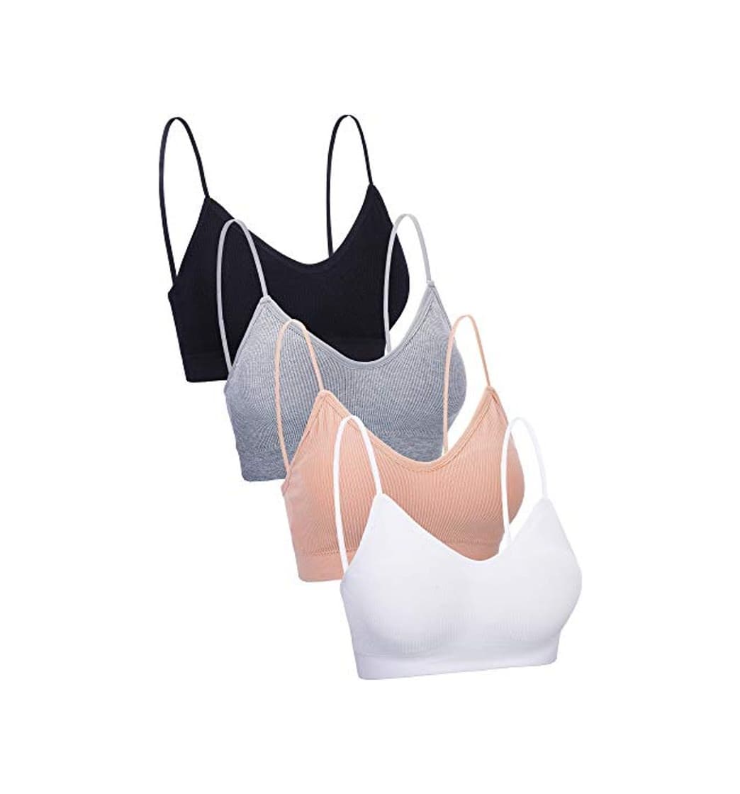 Fashion 4 Piezas de Sujetador de Camisola de Cuello V Bandeau Bralette sin