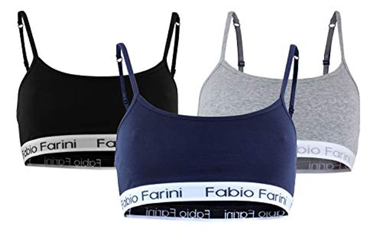 Fashion Fabio Farini Sujetador Deportivo con Tirantes Ajustables Bralette en 3 Colores Diferentes