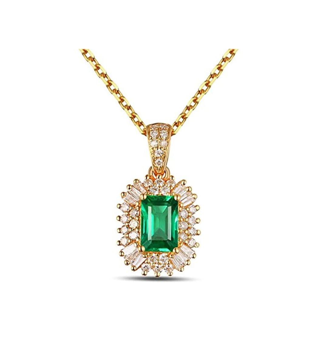 Producto Epinki 18k Oro Collar de Mujer óvalo Colgante Joyería Nupcial Cadena Oro con Blanco Verde Diamante Esmeralda